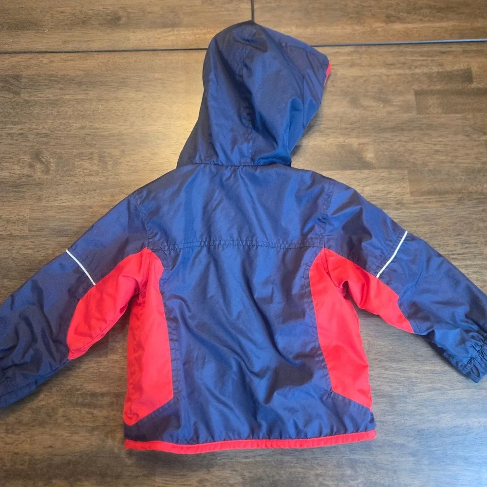 Vtg‎ OshKosh Bgosh Kids Navy Blue Red Fleece Lined Hooded Windbreaker Jacket 24M